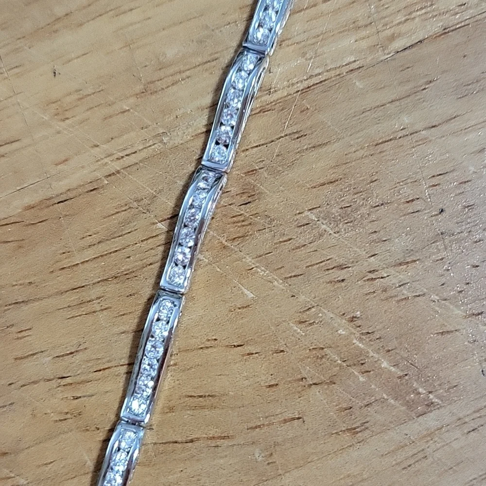 Simple Silver & Rhinestone Mod Bracelet - Picture 5 of 7